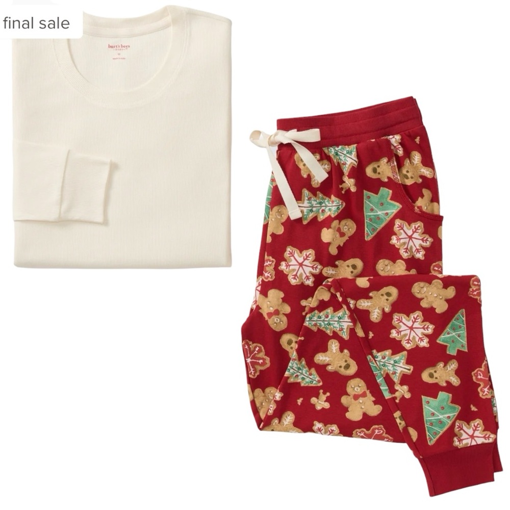 Burt’s Bees Women's Cream and Red Pajama Set